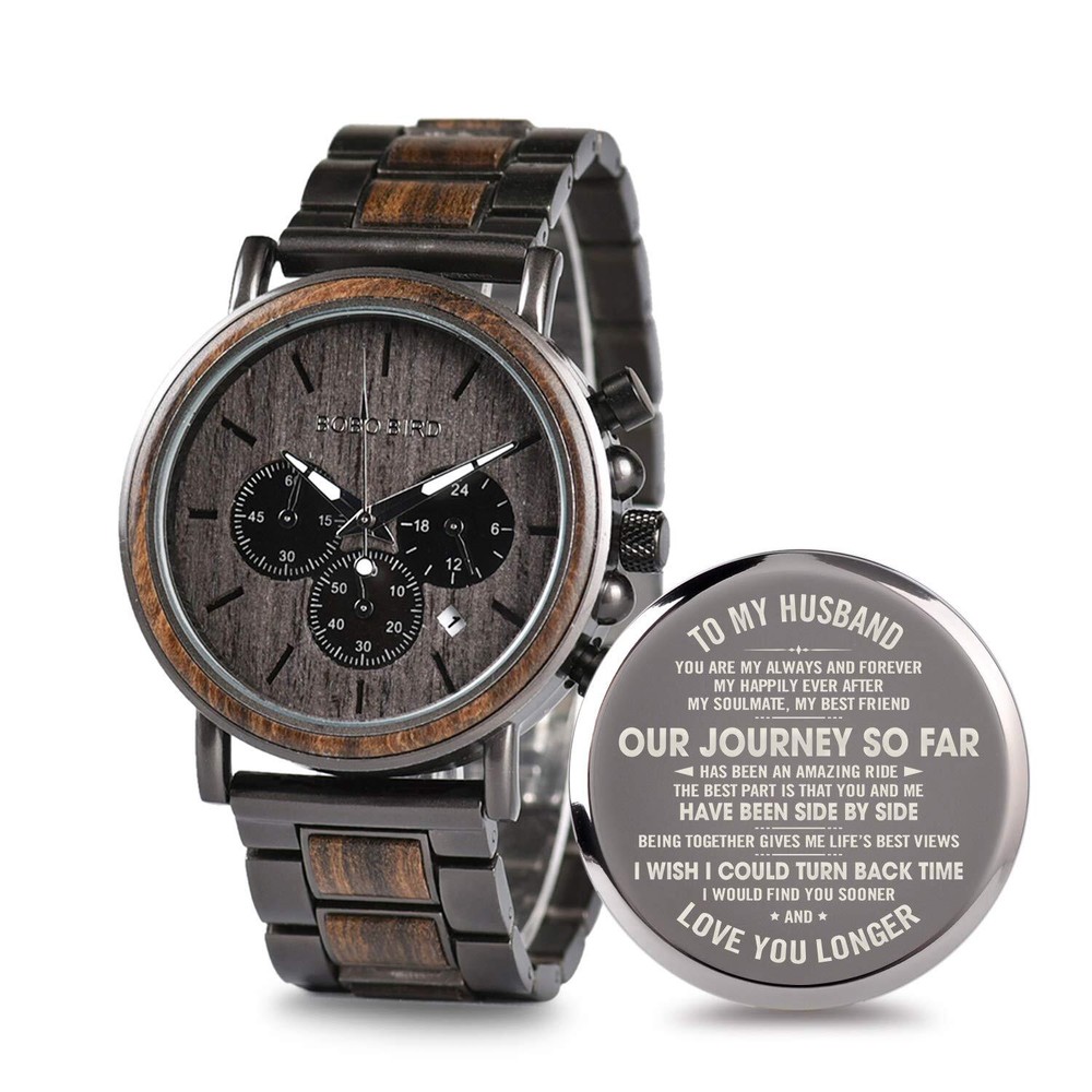 Engraved Wooden Watch for Boyfriend My Man Fiancé Husband Customized Personal...