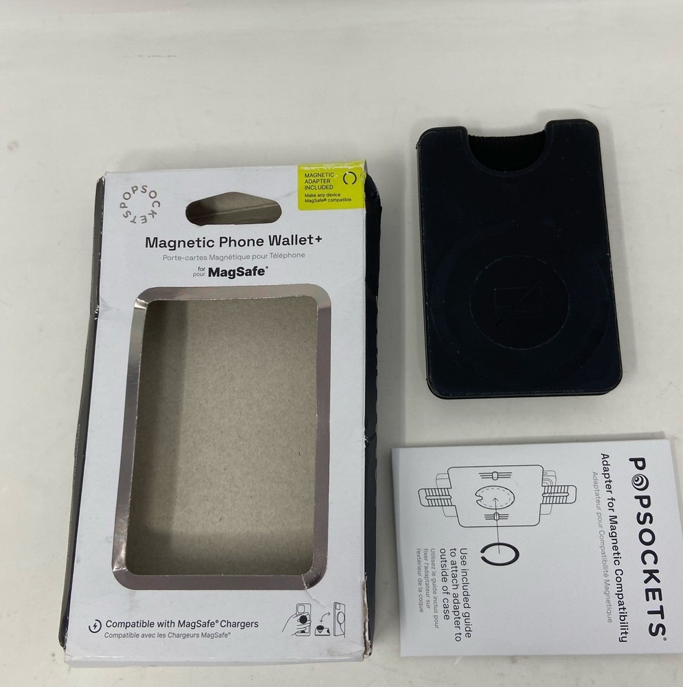 PopSockets Magnetic Phone Wallet+ w/ PopGrip & Adapter Ring for MagSafe — Black