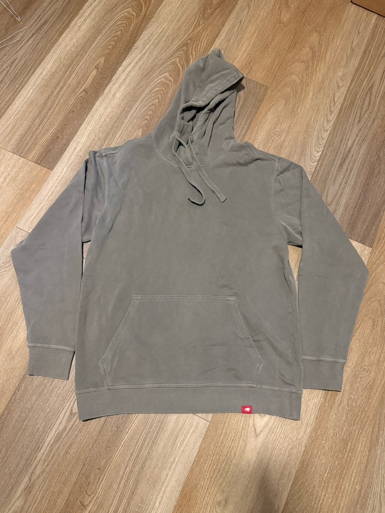Men's XL Gray Cotton French Terry Sportiqe Pullover Hoodie Garment Washed  