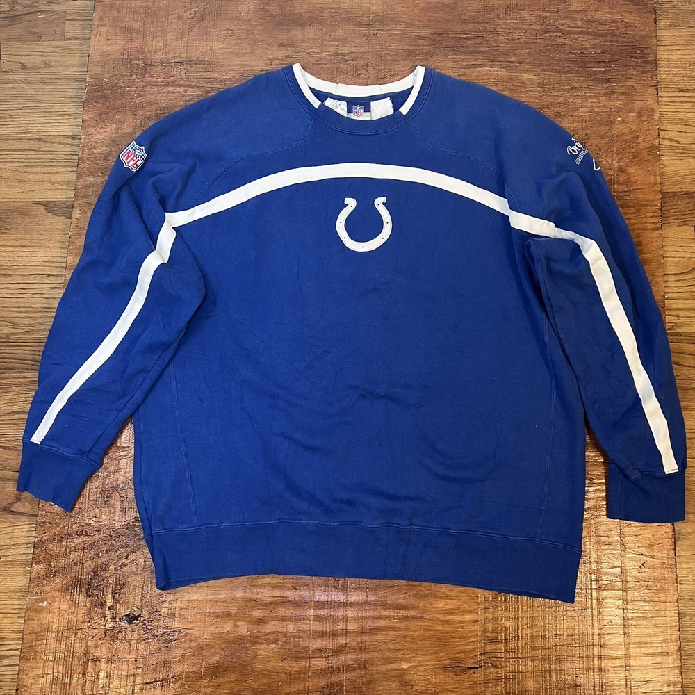 Vintage Reebok Indianapolis Colts Crewneck Sweatshirt Blue Logo Size XXL 2XL