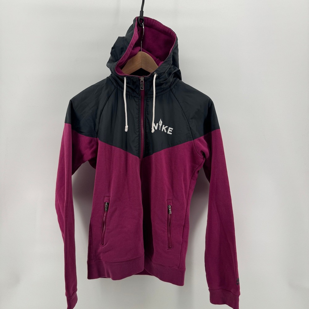 Nike Windrunner Colorblock Zip Up Hoodie Jacket Women Size L Pink Black