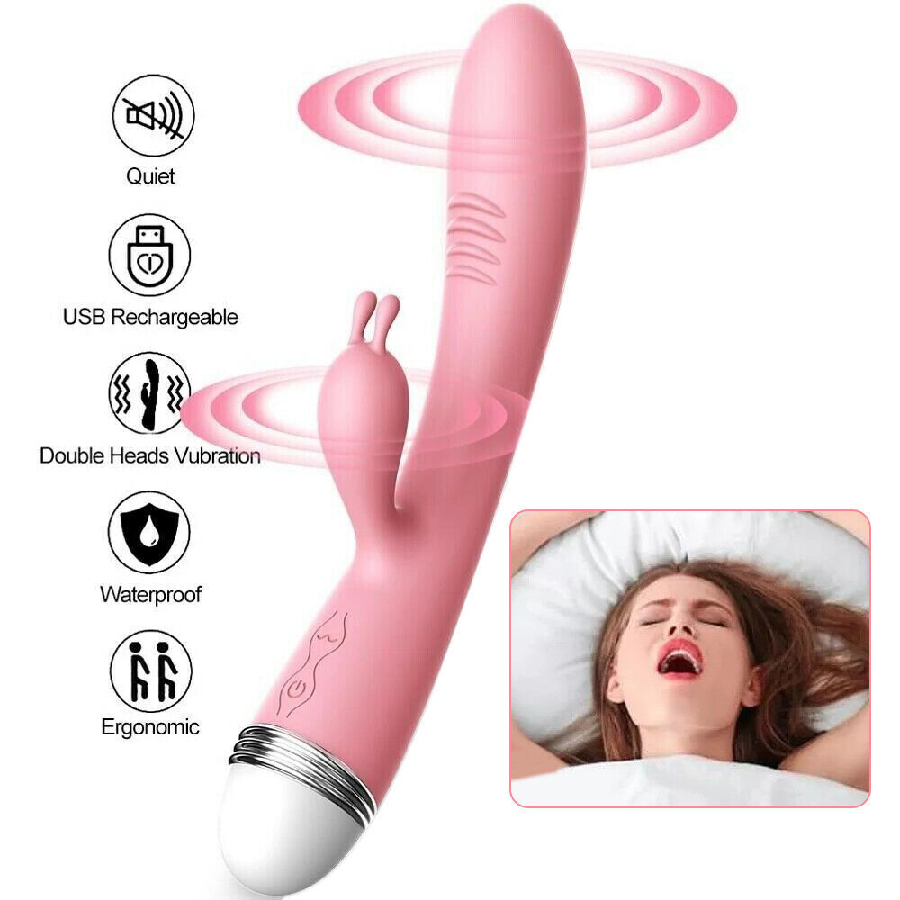 Adult Dildo Sex Toy Double Rod Rabbit Vibrator Multispeed Massager Rechargeable