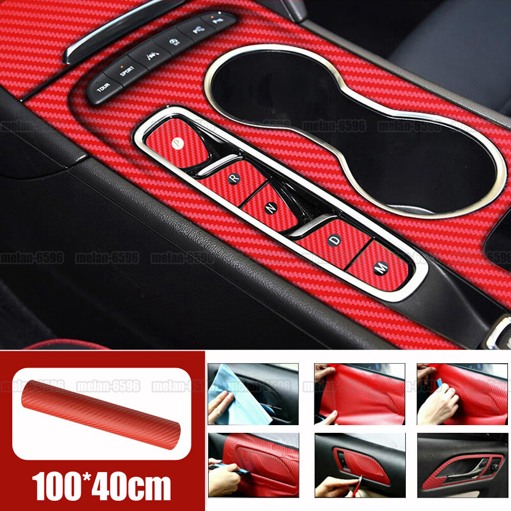 Red 3D Carbon Fibre Vinyl Wrap Air/Bubble Free 100x40cm Sheet Sticker Car Wrap
