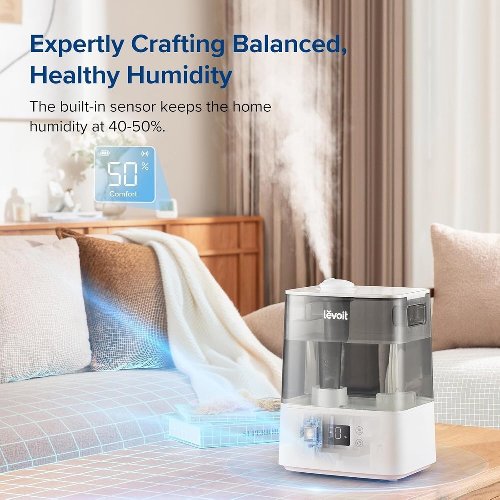 6L Top Fill Cool Mist Humidifier for Large Bedrooms and Baby Rooms