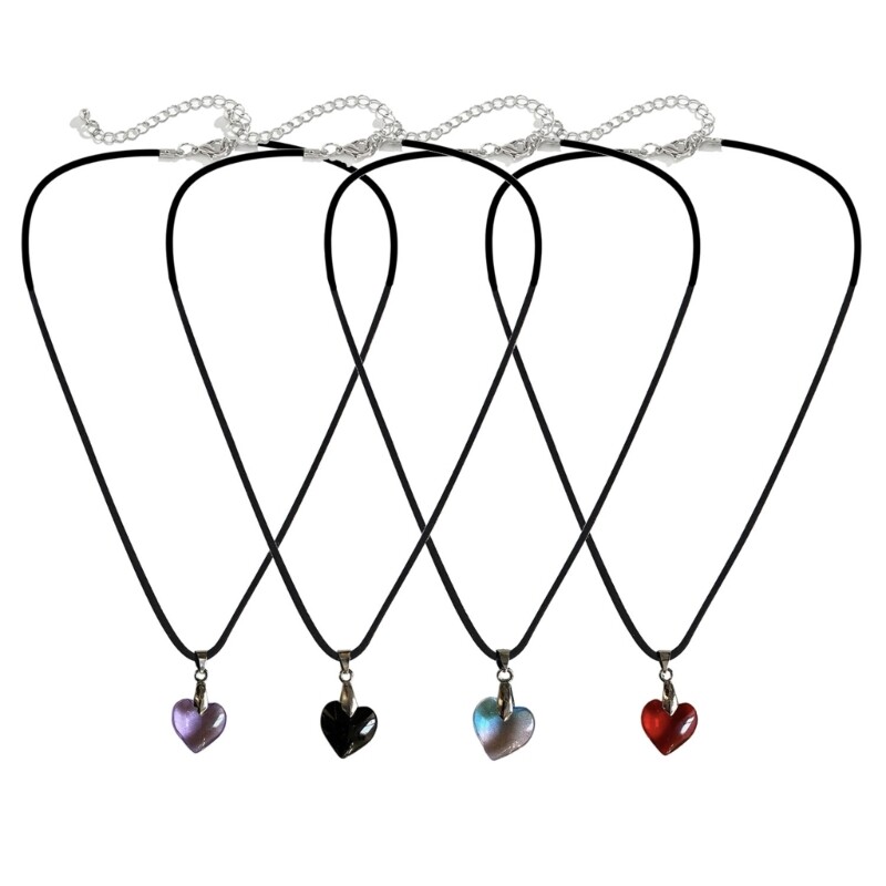 Trendy Heart Choker Necklace Leathers Rope Choker Clavicle Chain Jewelry