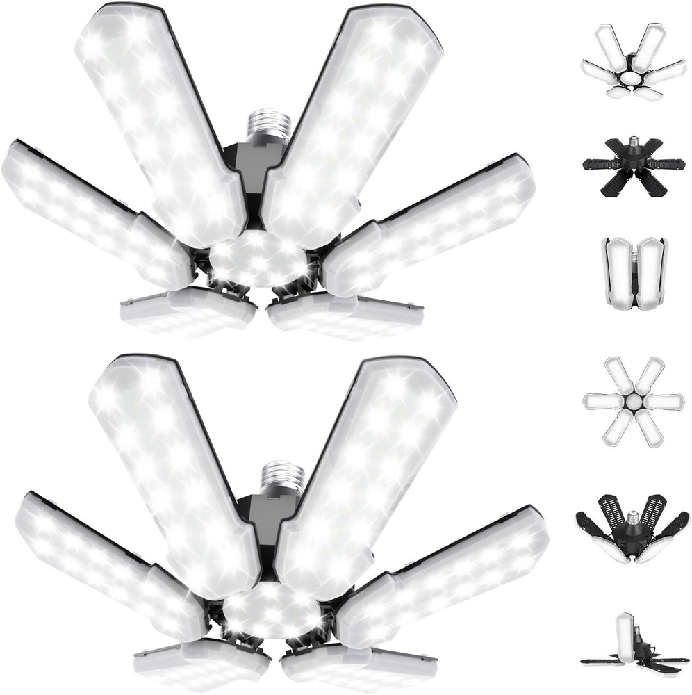 High Efficiency 15000LM Garage Lighting - 6 Adjustable Panels for Custom Use