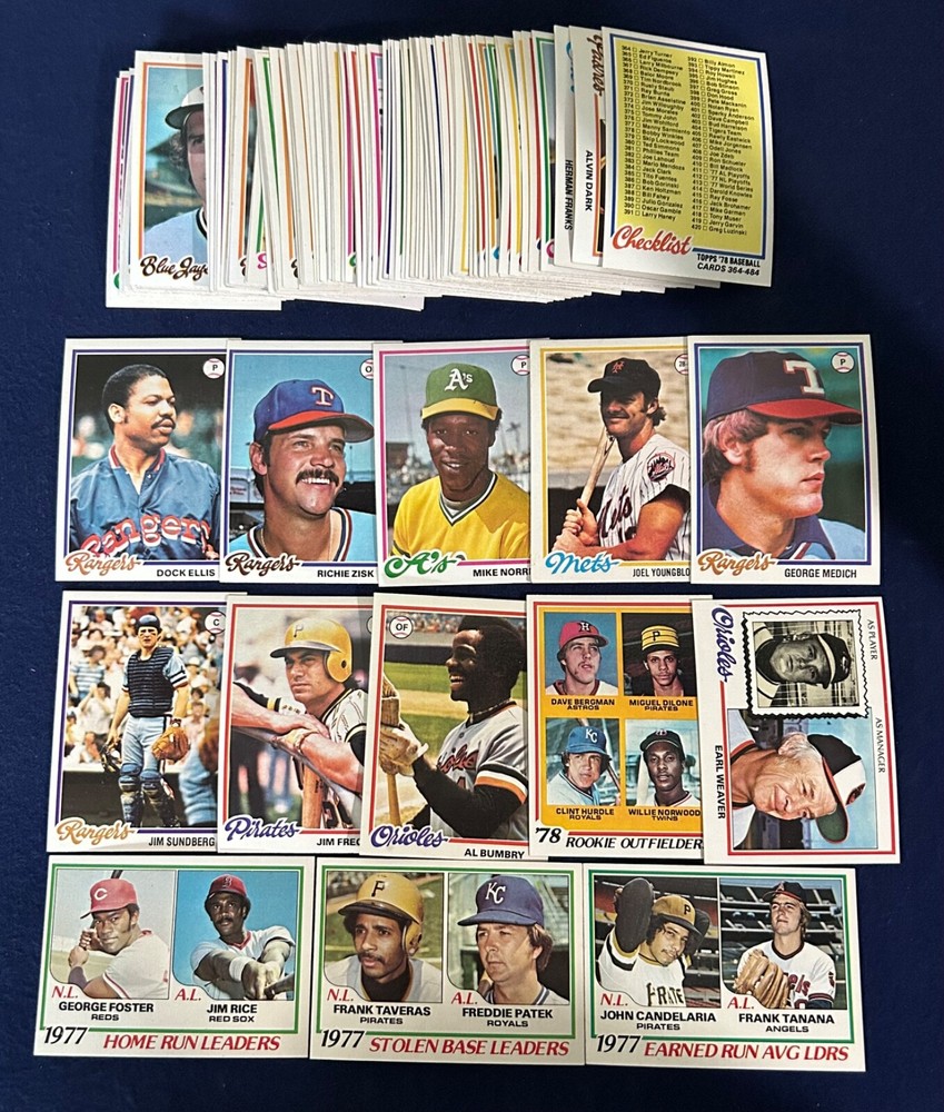 1978 TOPPS BASEBALL CARD LOT 100 DIFFERENT CARDS RAZOR SHARP FROM VENDING BOXES