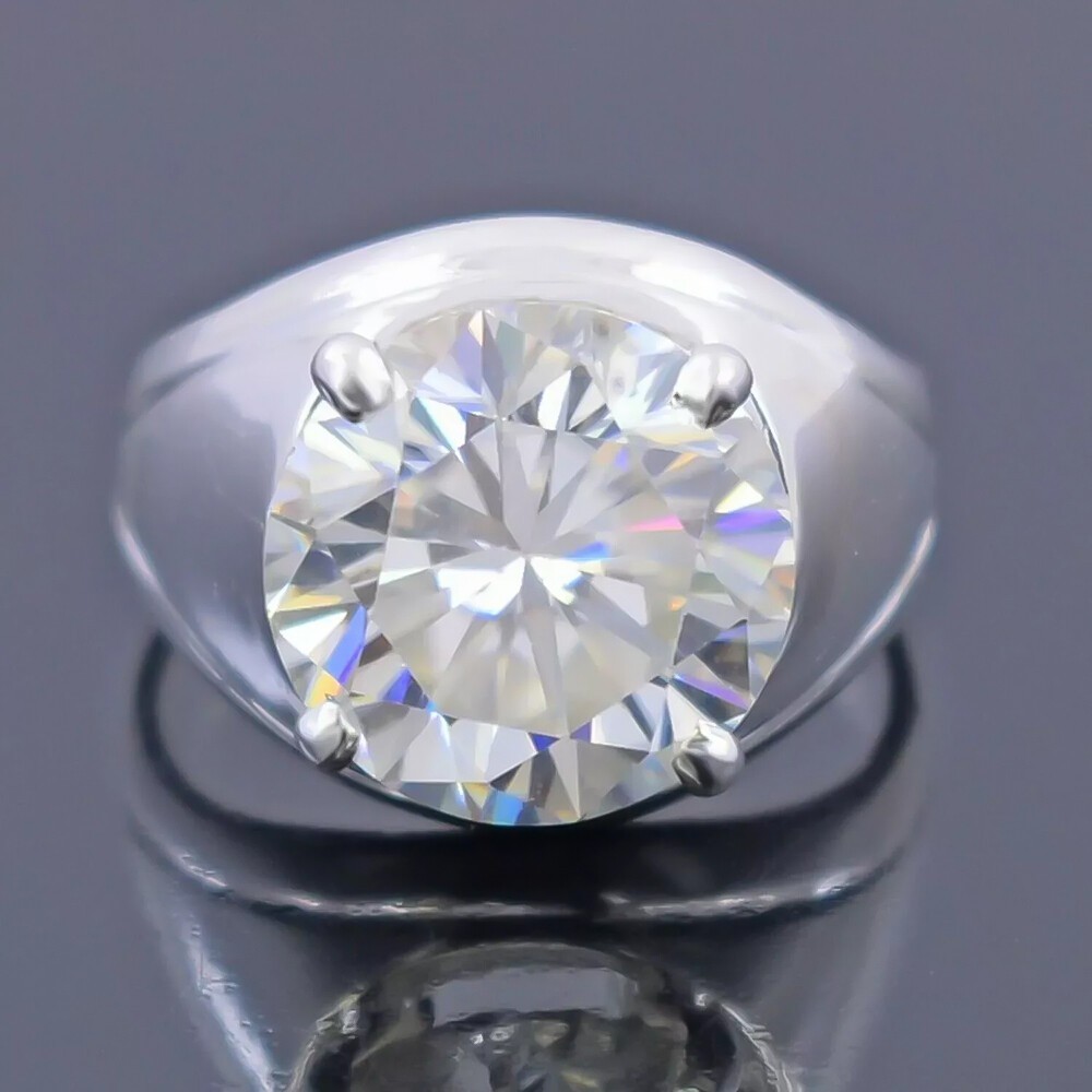 10.10 Ct Certified Round Cut White Diamond Solitaire Men Ring In 925 Silver