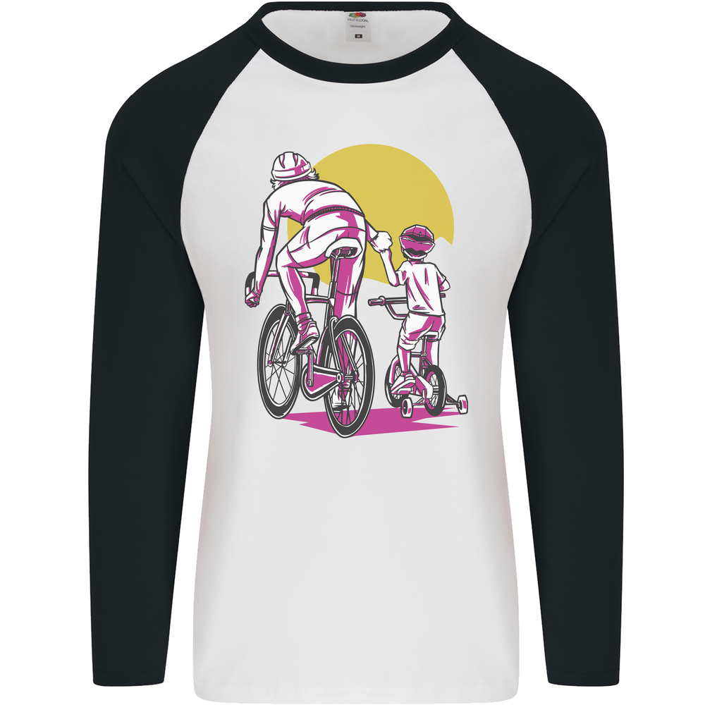 Father-Son Cycling Fathers Day Bicycle Baseball T-Shirt for Men