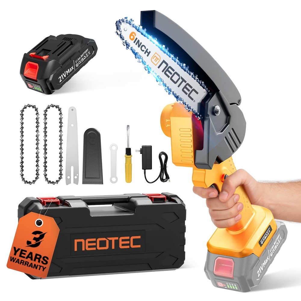 Mini Cordless 6-Inch Handheld Electric Chainsaw with 2000mAh Battery
