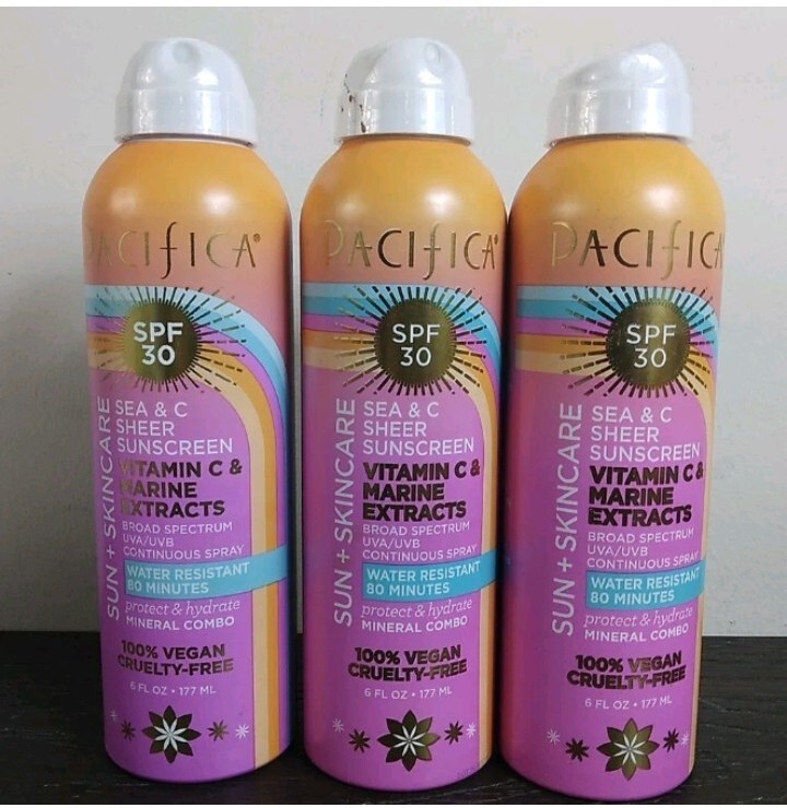 3-Pack Pacifica Mineral Sunscreen SPF 30 with Skincare Benefits, 6oz Each