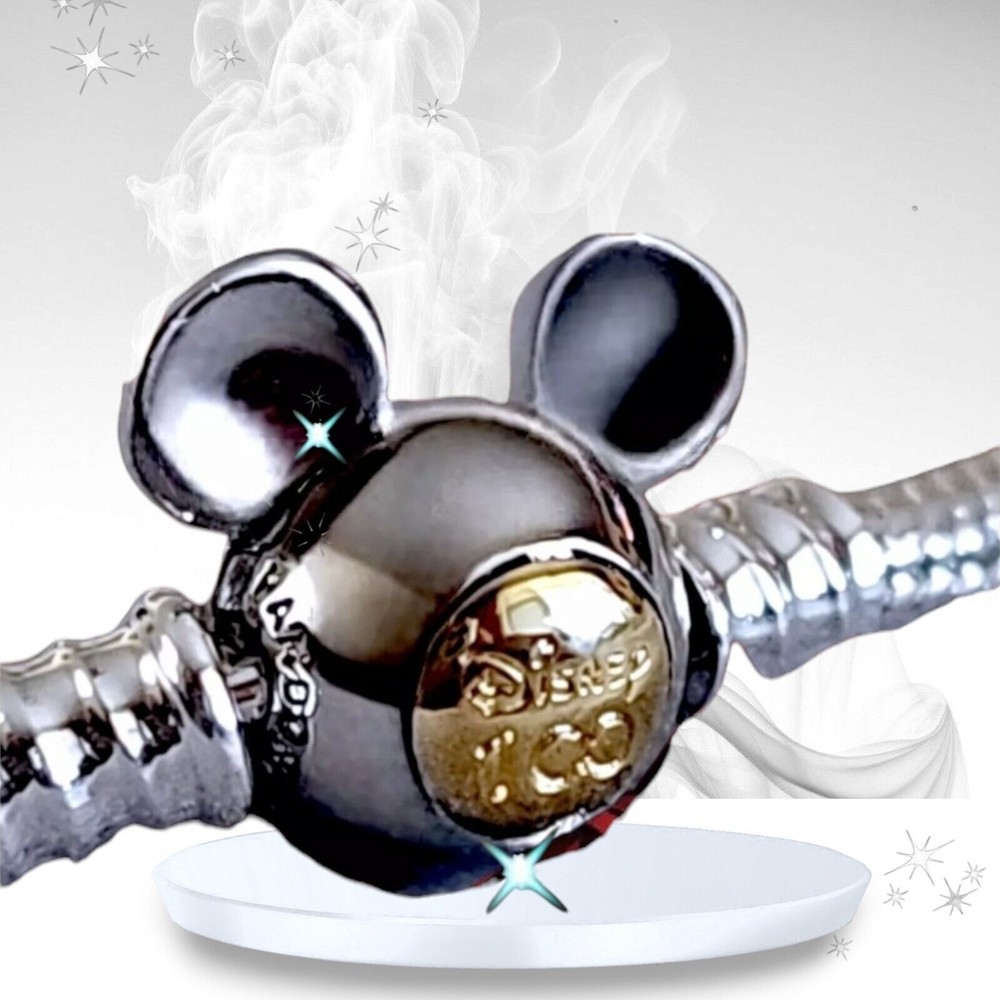 PANDORA Moments Mickey Mouse 2 Tone  Anniversary Bracelet Size 18