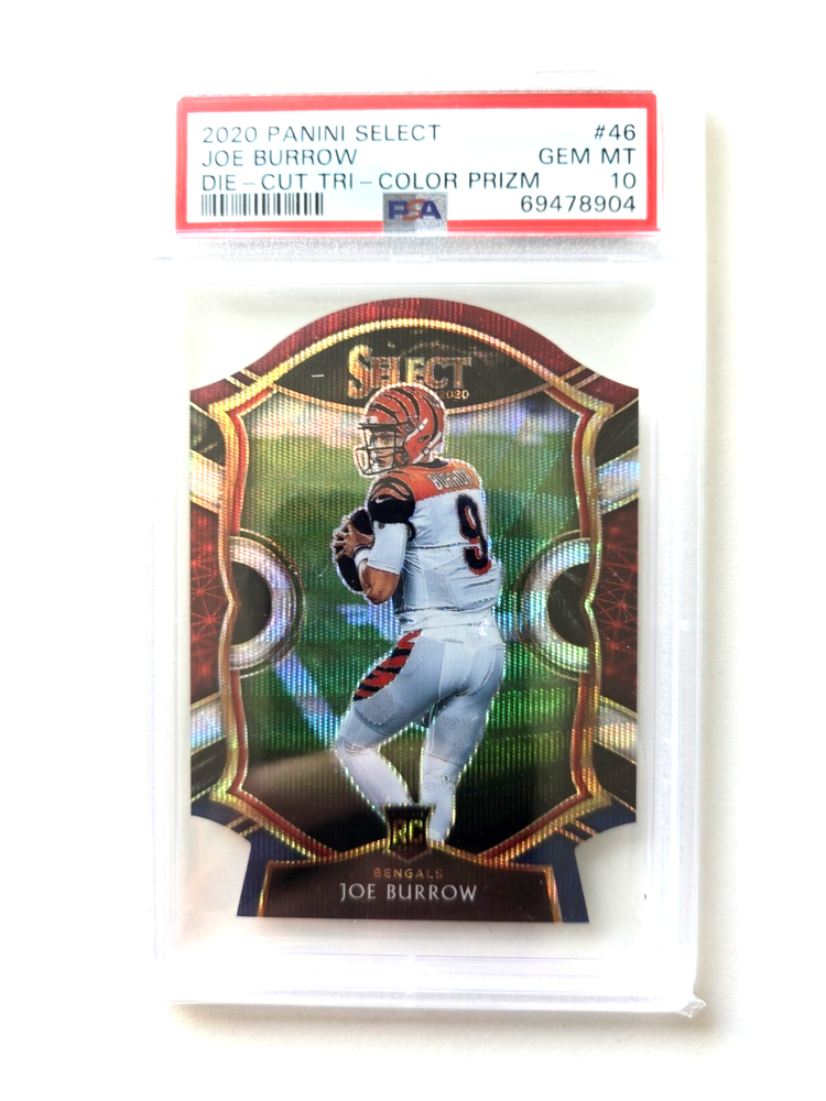 2020 Panini Select Joe Burrow Tri-Color Prizm Rookie PSA 10 Gem Mint