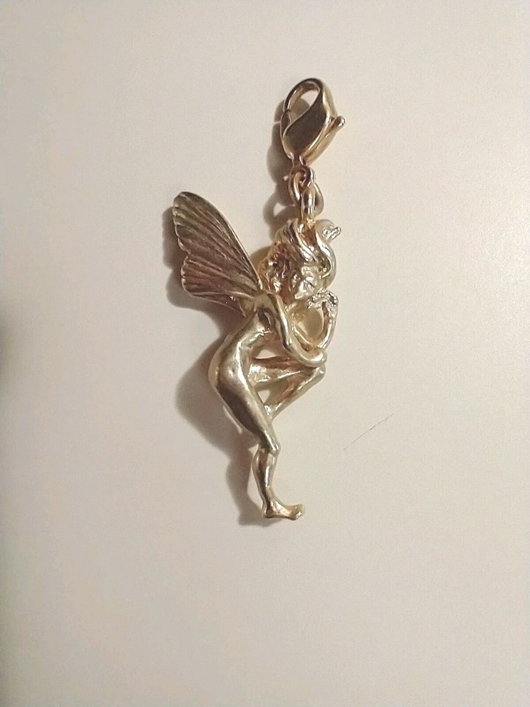Vintage Kirks Folly Gold Tone Fairy Thinking Charm Retired