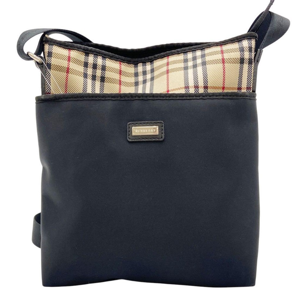 Burberry Shoulder Bag Nova Check Leather Black Authentic F1105132
