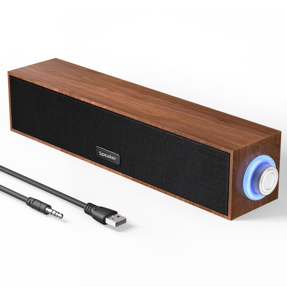 Computer Speakers,Wooden Multimedia Digital Speaker,USB Powered 3.5mm AUX PC ...