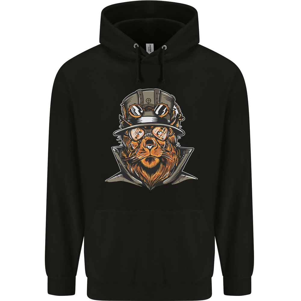 Steampunk Lion Mens 80% Cotton Hoodie