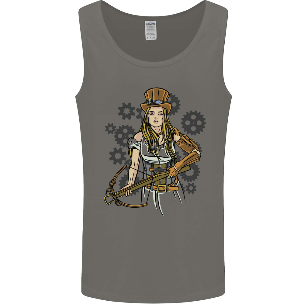 A Steampunk Woman With a Crossbow Mens Vest Tank Top