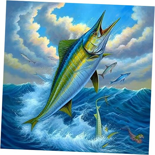 5D Diamond Painting Kit for Adults Fish by Numbers DIY Art Craft