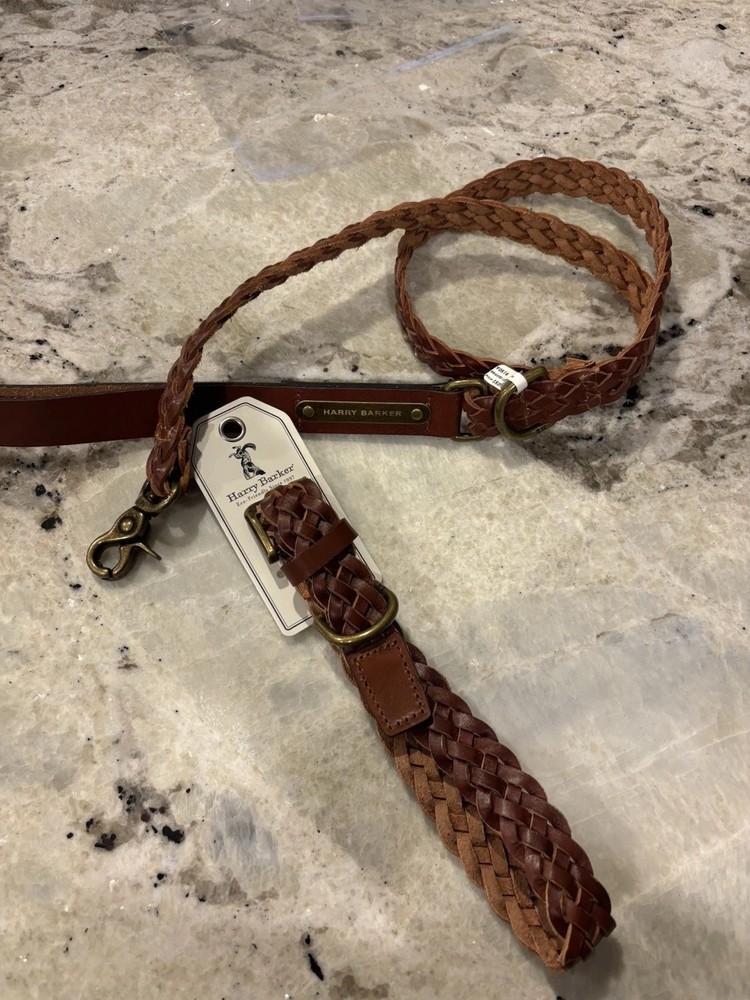 NEW Harry Barker Braided Leather Dog 48”  Leash for Sundance Catalog