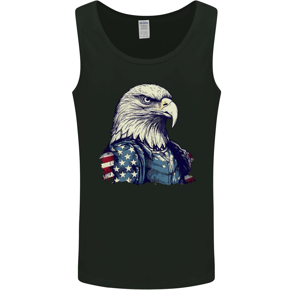July 4th Eagle With USA Flag Mens Vest Tank Top