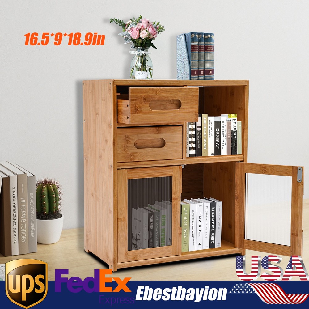 Bamboo Kitchen Pantry Cabinet with Drawers and Countertop Storage