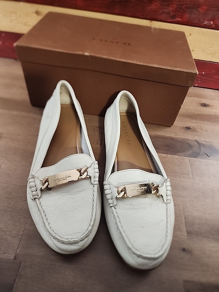 Coach Chalk-White Leather Loafers for Women - Classic Comfort