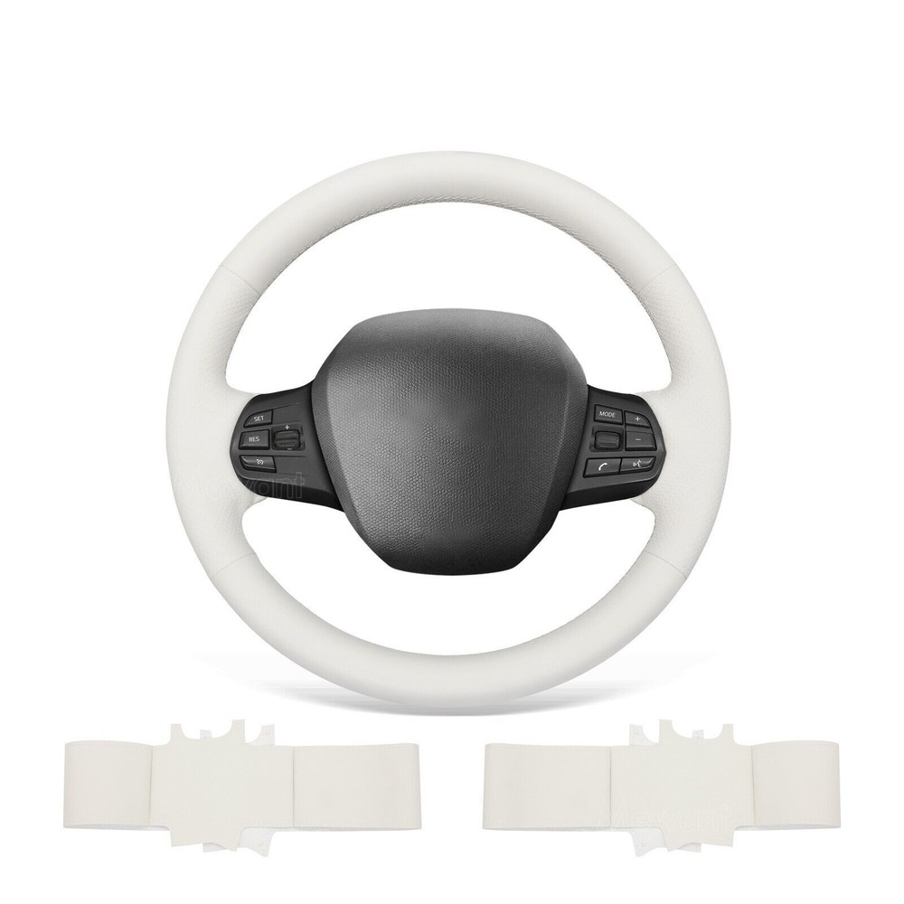 Hand Stitch White PU Leather Steering Wheel Cover Wrap for BMW i3 2014-2021
