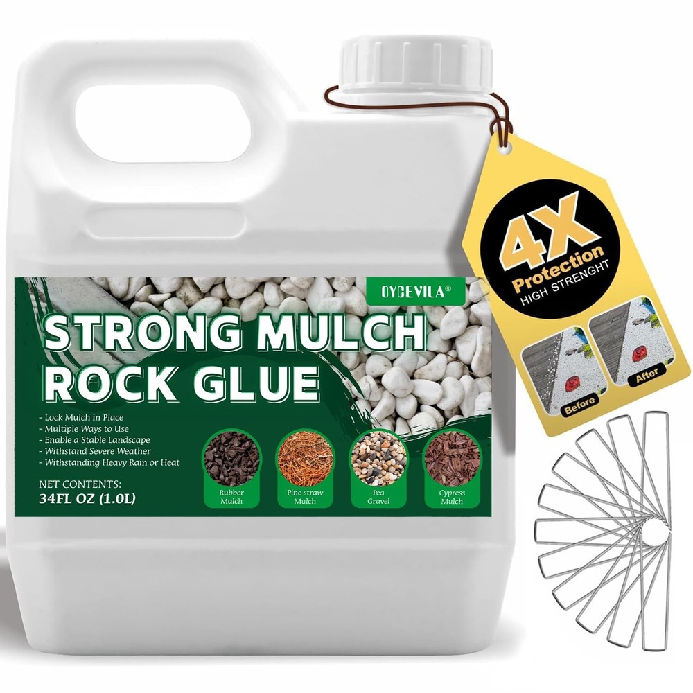 Quick Dry Mulch Glue for Landscaping - 34 oz Gravel Binder