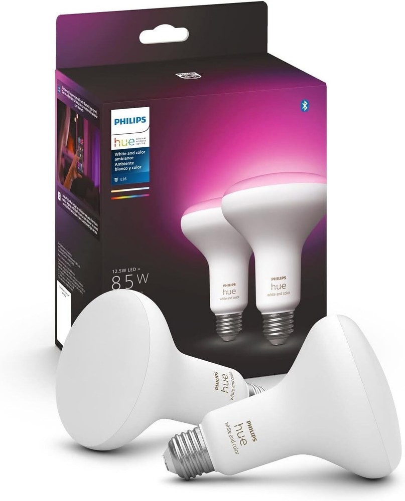 Philips Hue BR30 LED Smart Light Bulbs - Flicker-Free 85w Light Bulbs - Bluet...