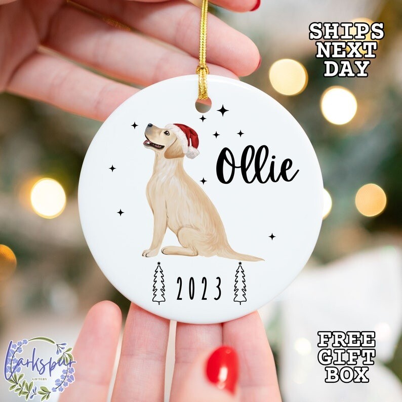 Labrador Christmas Ornament, Personalized Labrador Dog Ornament, Labrador Ret...