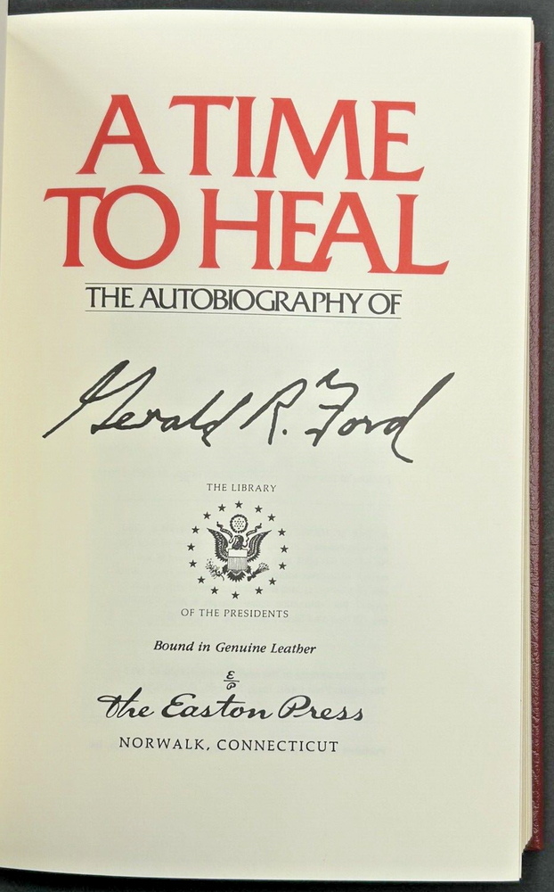 Signed Leatherbound Autobiography of President Gerald R Ford A Time To Heal