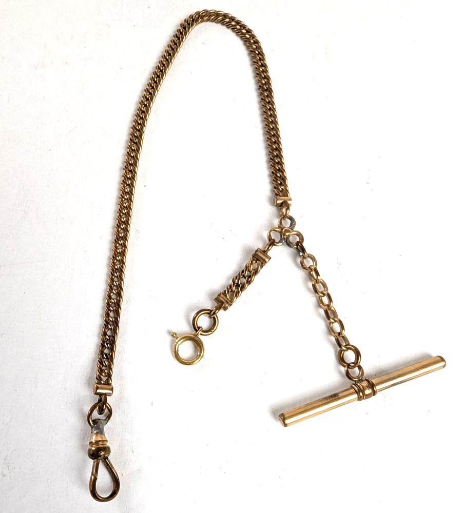 Vintage Simmons 12k Gold Filled Albert Bar Pocket Watch Chain 12 Inches Long