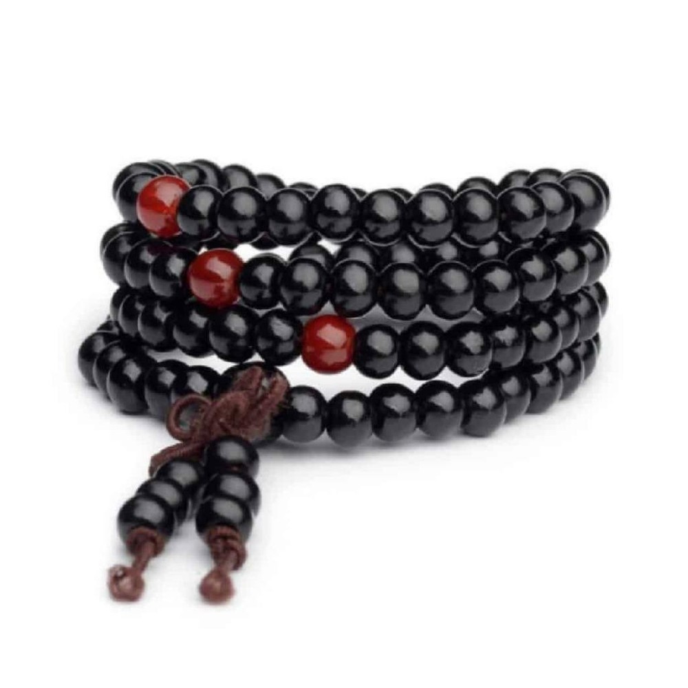 Stretch Wrap Mala Bracelet 108 6mm Bead Beautiful Black Wood Prayer Buddhist NEW