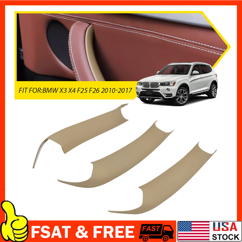 3Pc Beige Interior Inner Door Handle Cover Pull Trim For F25 F26 BMW X3 X4 10-18