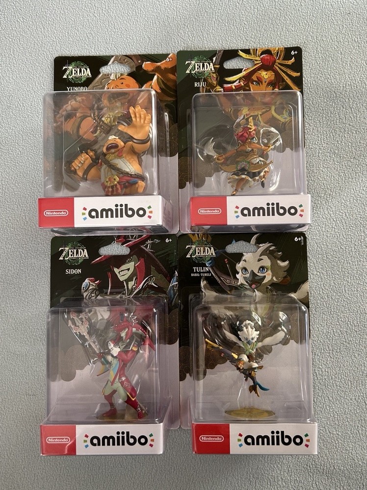 All 4 The Legend of Zelda Tears of the Kingdom amiibo Tulin, Yunobo, Sidon, Riju