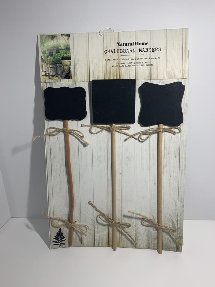 Natural Home Chalkboard Place Cards on Dowel Rod Set of 3 NEW Garden Home Craft