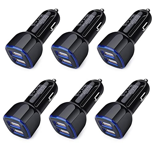 6Pack 2.4A Fast Dual USB Car Charger Adapter for Lighter Socket