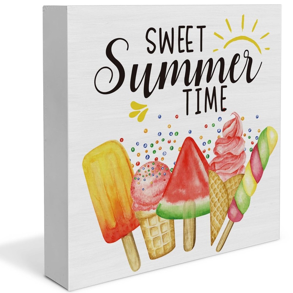 Ice Cream Decor Summer Decorations Summer Popsicle Wooden Sign Rustic Home De...