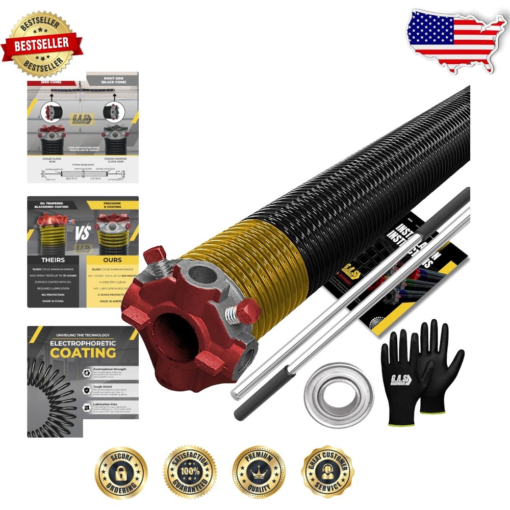 Easy Install Garage Door Torsion Spring 250x1.75x33 - Complete with Accessories