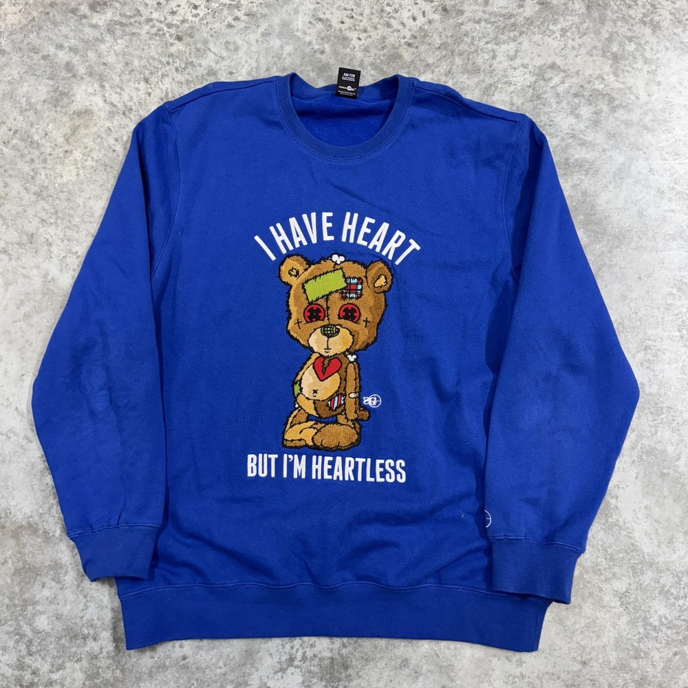Sniper Gang Apparel Sweatshirt Mens 3XL Blue I Have Heart Bear Crewneck Pullover