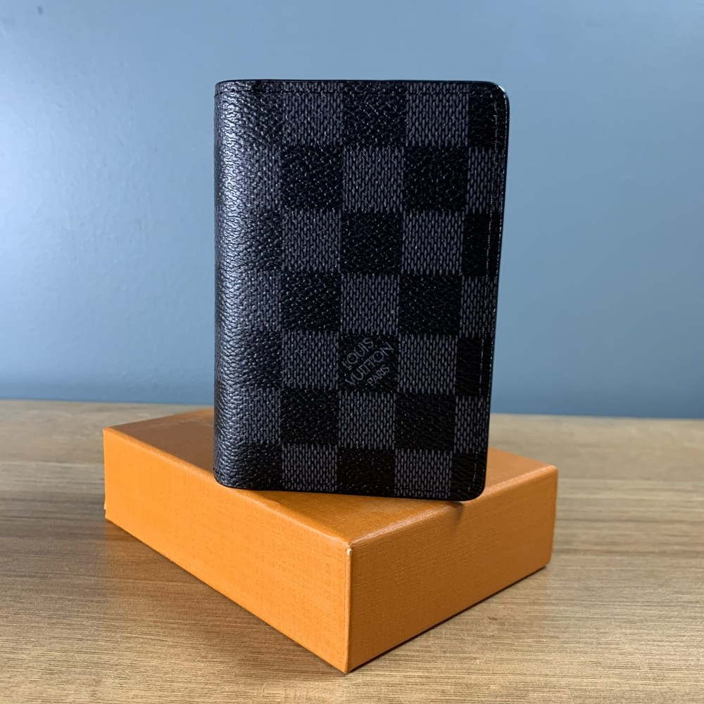 Louis Vuitton LV Monogram Black Card Holder Slim Bifold Wallet Men Women