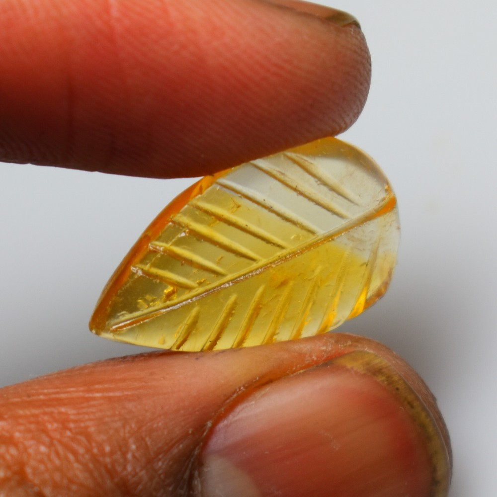 Natural Citrine Carving 6.65 Carats, Natural Citrine Leaf Gemstone For Jewelry