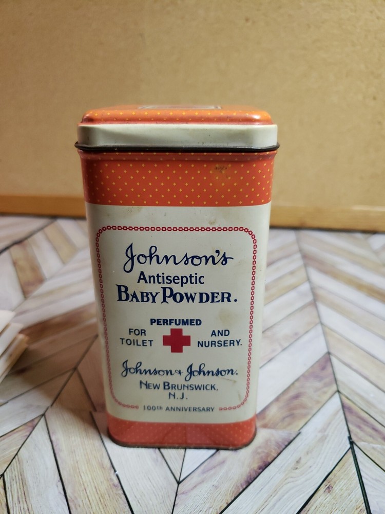 Vtg Johnson's Antiseptic Baby Powder Tin 100th Anniversary Empty w coupon book-image