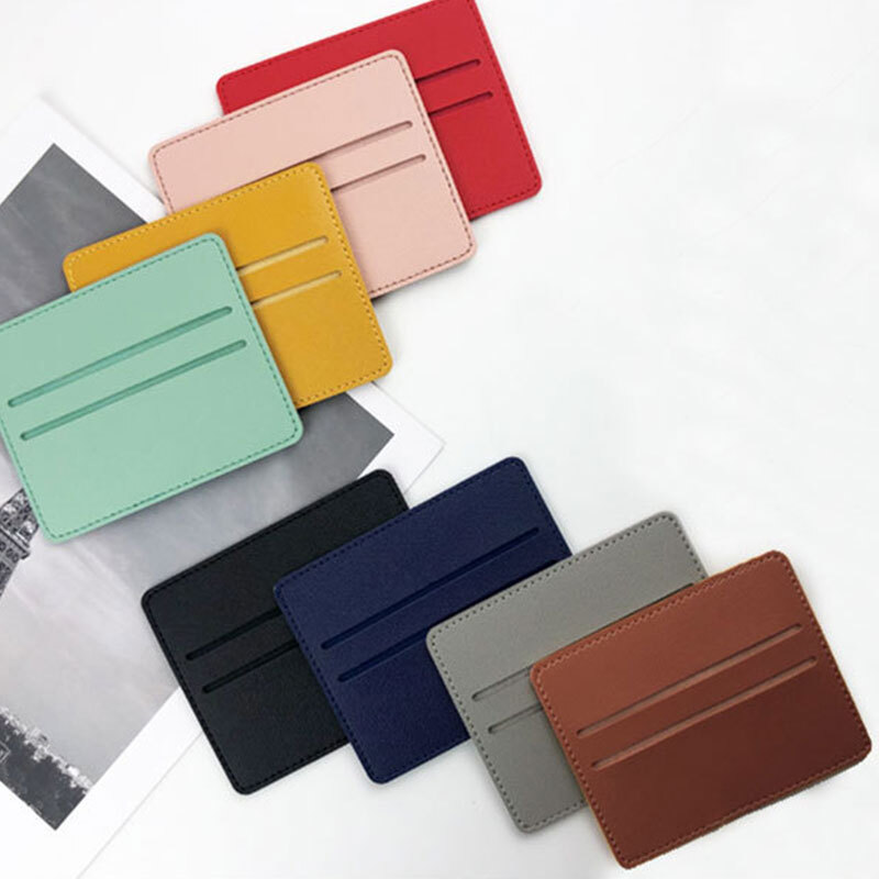 Slim Mini Wallet Credit Card Holder for Women & Men PU Leather ID Case
