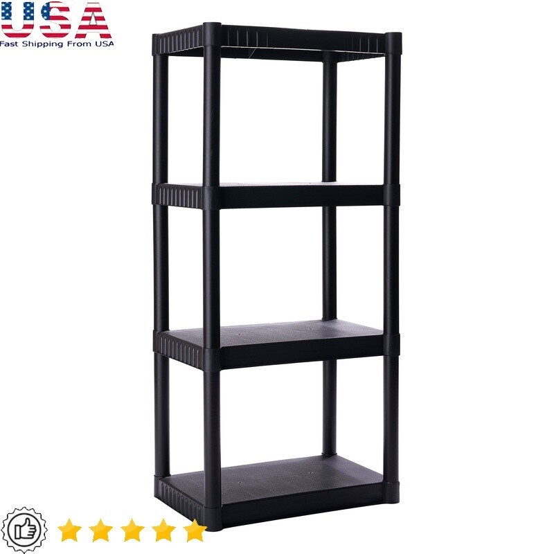 Durable 4-Shelf Heavy Duty Plastic Storage Organizer for Home Office Garage