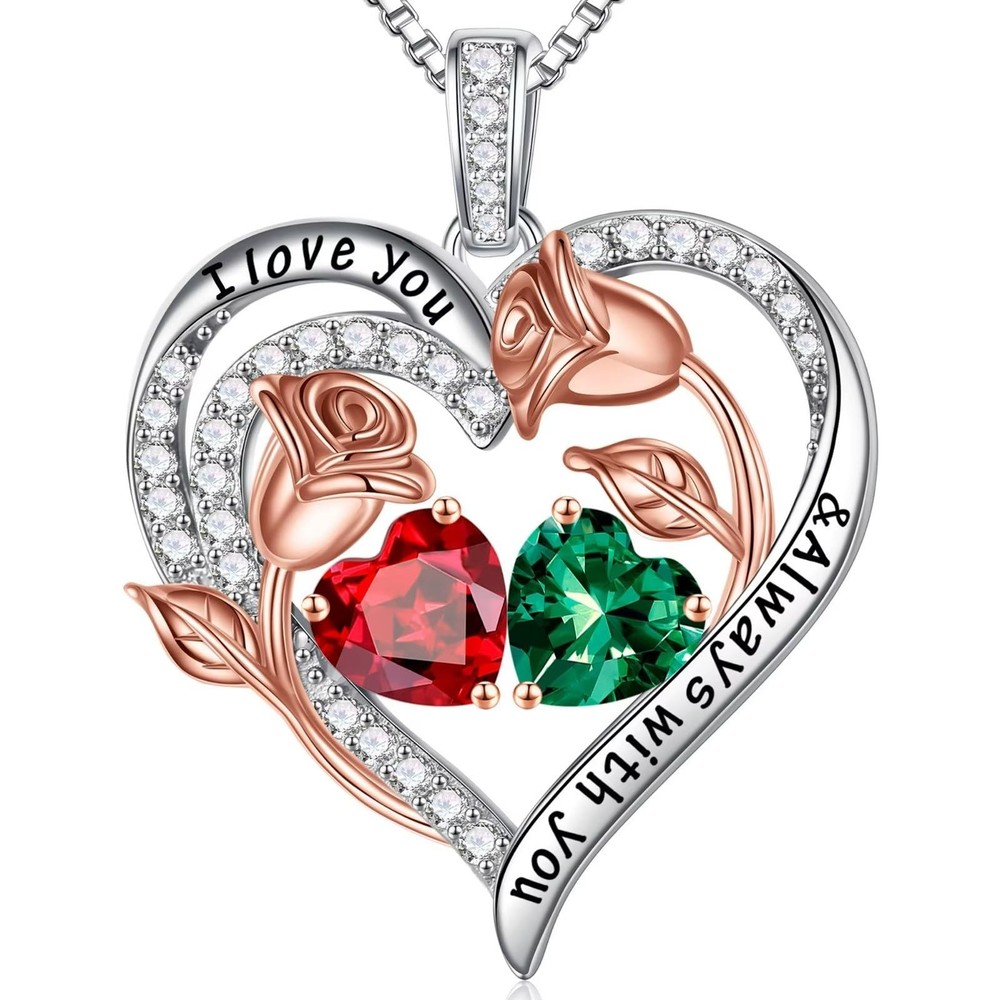 Mothers Day Gifts for Women Wife, January May Birthstone Necklace Garnet Emer...-image