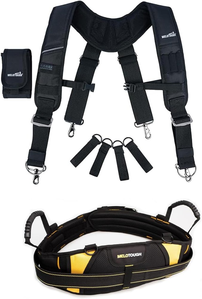 MELOTOUGH Tool Belt Suspenders Construction Bag Suspenders Heavy Duty Padded Wor