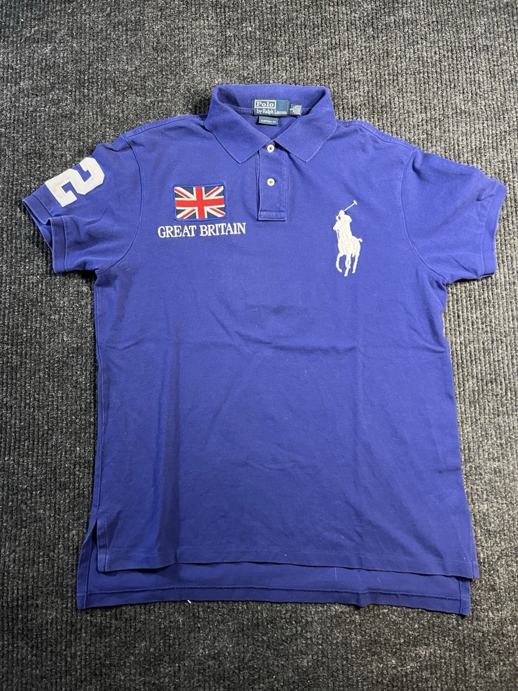 Vintage Polo Ralph Lauren Big Pony Great Britain Numbered Polo Size L Hong Kong