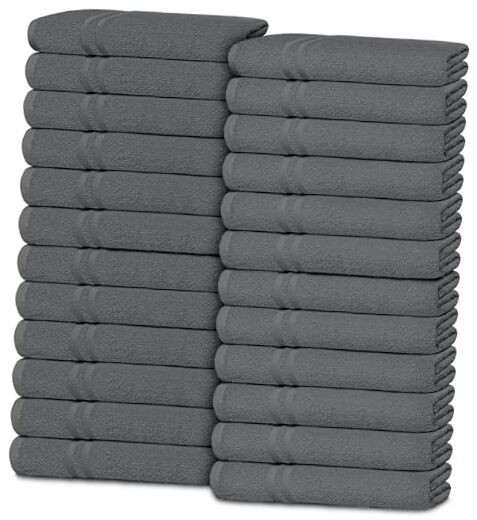 Wealuxe Grey Washcloths for Body and Face Towel, Cotton Washcloth 24-Pack Gray